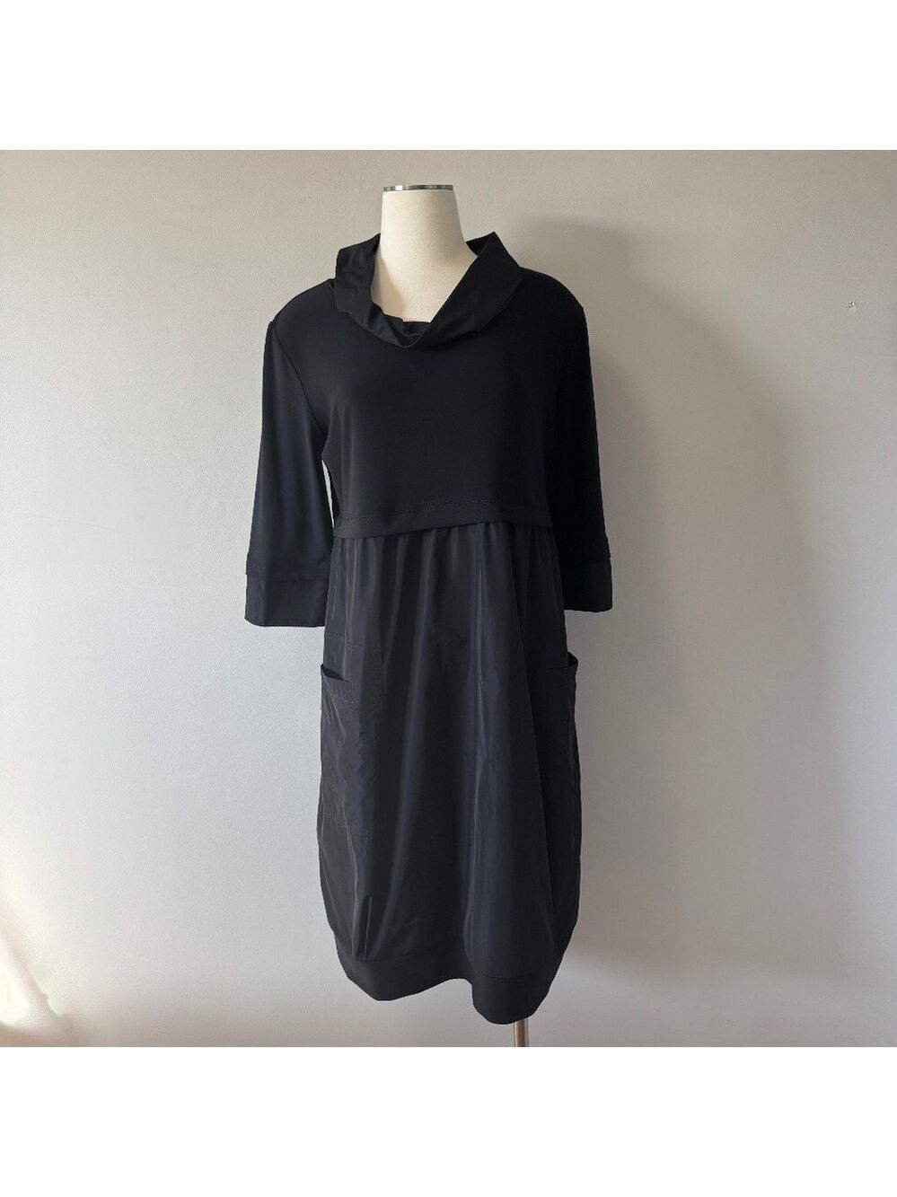 Joseph Ribkoff Black Cowl-Neck Mini Dress